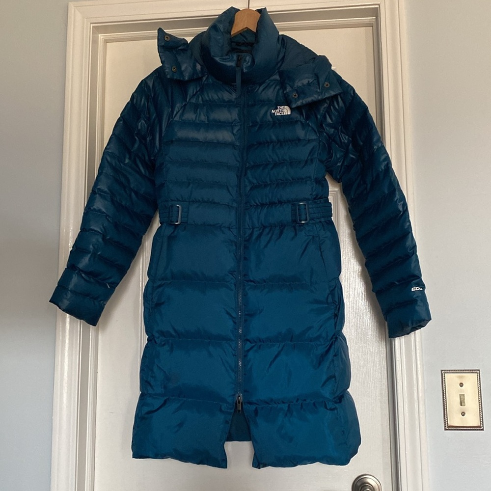 The North Face Teal Long Puffer Coat